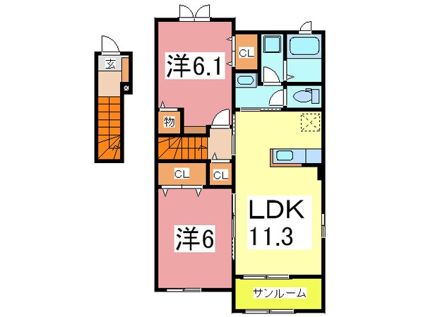 ペルフェット２１１　Ｂの物件間取画像